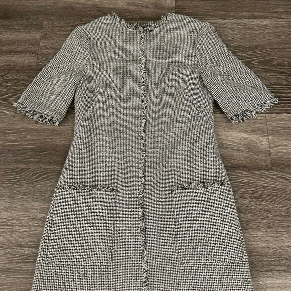 EUC L.K. Bennett London DR Nessa Black Cream Tweed Shift Dress Size 4 Wool EUC - Picture 9 of 14